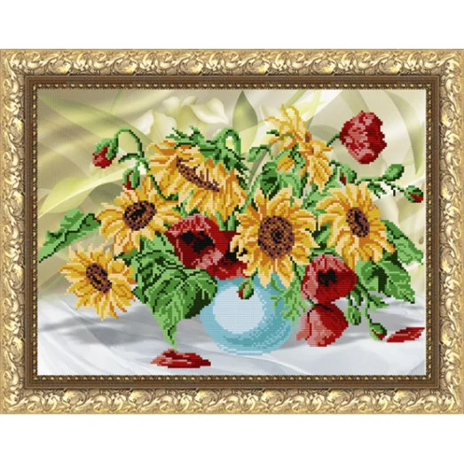 VKA-3050 Натюрморт. Подсолнухи с маками. Схема для вышивки бисером. АртСоло