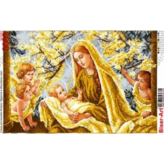 ВА-3083 (А2) Мадонна с младенцем в яблоневом саду (золото). Схема для вышивки бисером БисерАрт