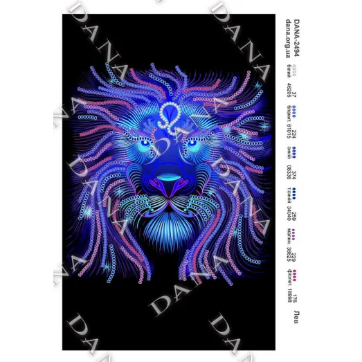 ДАНА-2494 Лев. Схема для вышивки бисером