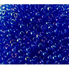 31080 Бисер прозрачный, синий, глазурированный, радужный