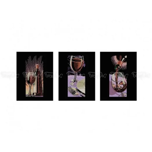 ЧМ-А3-037 Триптих Бокал с вином. Схема для вышивки бисером. Бисерок