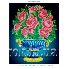 ЧВ-7016 Ваза с розовыми розами. Схема для вышивки бисером. Бисерок