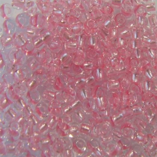 38298 Бисер Preciosa кристально-прозрачный со светло-розовым жемчужным прокрасом