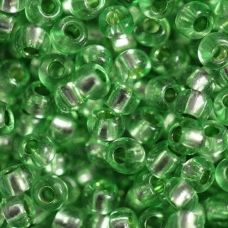 78161 Бисер Preciosa сольгель стеклянный зелёный с серебрянным прокрасом