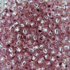 78195 Бисер Preciosa сольгель стеклянный розово-сиреневый с серебрянным прокрасом