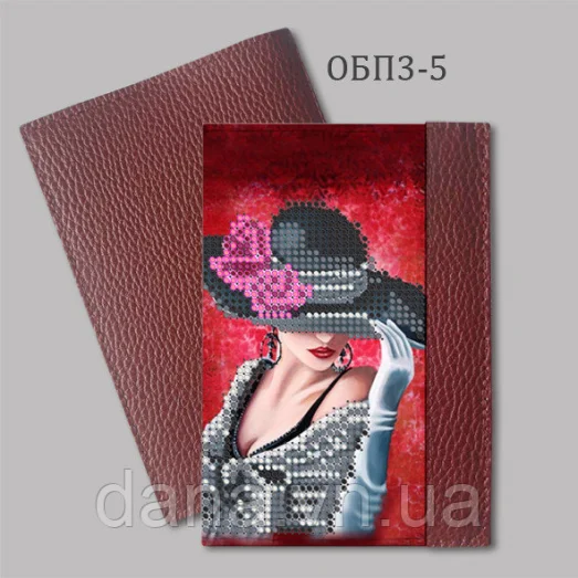 ДАНА-ОПБ3-5 Бордо. Обложка на паспорт для вышивки бисером.