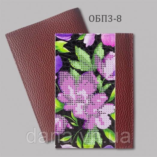 ДАНА-ОПБ3-8 Бордо. Обложка на паспорт для вышивки бисером.