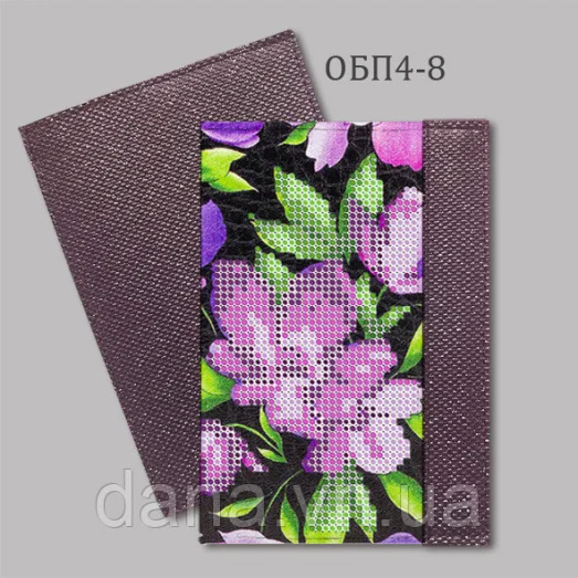 ДАНА-ОПБ4-8 Фиолетовый. Обложка на паспорт для вышивки бисером.