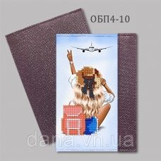 ДАНА-ОПБ4-10 Фиолетовый. Обложка на паспорт для вышивки бисером.