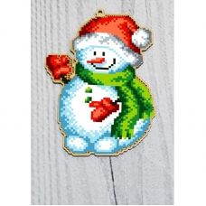 ВА-3372 Игрушка деревянная новогодняя Снеговик для вышивки бисером БисерАрт