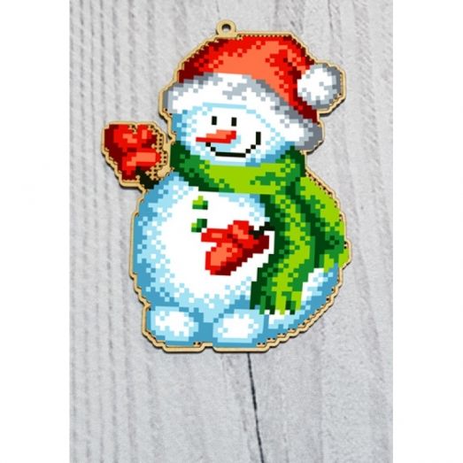 ВА-3372 Игрушка деревянная новогодняя Снеговик для вышивки бисером БисерАрт