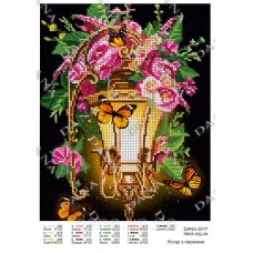 ДАНА-2517 Фонарь с пионами. Схема для вышивки бисером