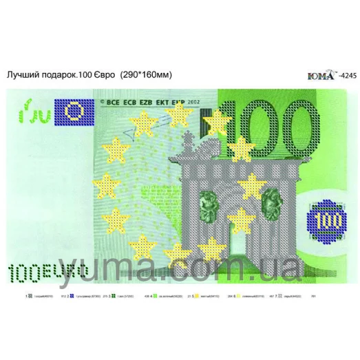ЮМА-4245 100 евро Лучший подарок. Схема для вышивки бисером
