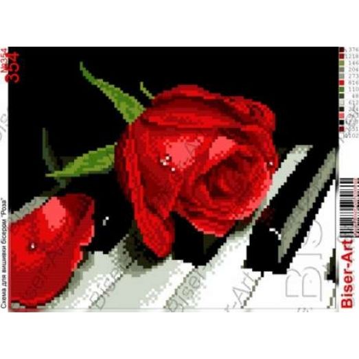 ВА-0354 (А4) Роза на фортепиано. Схема для вышивки бисером БисерАрт