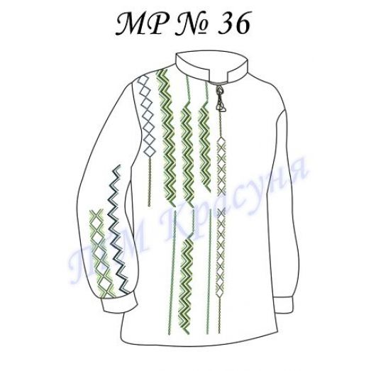 МР-36 Заготовка сорочка мужская для вышивки нитками или бисером. ТМ Красуня, домотканое полотно