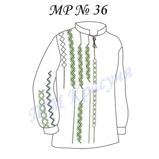 МР-36 Заготовка сорочка мужская для вышивки нитками или бисером. ТМ Красуня, домотканое полотно