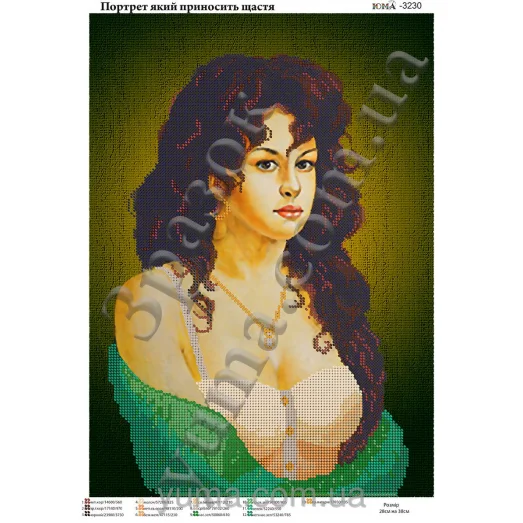 ЮМА-3230 Портрет приносящий счастье. Схема для вышивки бисером