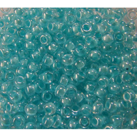 38155 Бисер прозрачный, бирюзовый внутренний окрас