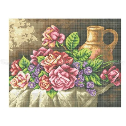 30-208 (40*60) Натюрморт с розами. Схема для вышивки бисером Бисерок