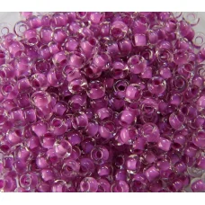 38328 Бисер прозрачный кристалл с цветной серединкой, сиреневый