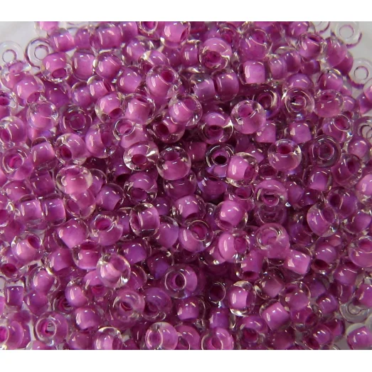 38328 Бисер прозрачный кристалл с цветной серединкой, сиреневый