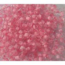 38394 Бисер прозрачный кристалл с цветной серединкой, светло-розовый