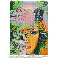 ЮМА-3246 Девушка кошка. Схема для вышивки бисером 
