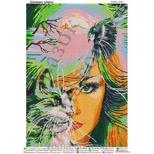 ЮМА-3246 Девушка кошка. Схема для вышивки бисером