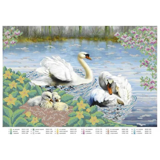 ЮМА-39 Лебеди. Схема для вышивки бисером