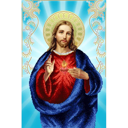 АХ2-027 Св сердце Иисуса . Схема для вышивки бисером. А-Строчка