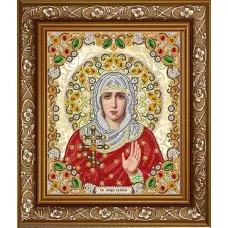 ЖК-4009 Святая Галина в кристаллах и жемчуге. Схема для вышивки бисером Благовест