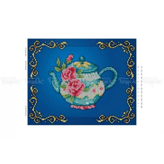 ЧВ-3442 Чайник и розы. Схема для вышивки бисером. Бисерок