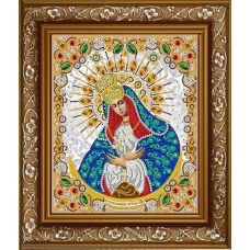 ЖК-4015 Пресвятая Богородица Остробрамская в кристаллах и жемчуге. Схема для вышивки бисером Благовест