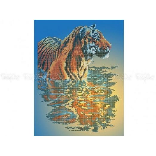 50-204 (40*60) Тигр в воде. Схема для вышивки бисером Бисерок