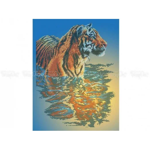 50-204 (40*60) Тигр в воде. Схема для вышивки бисером Бисерок