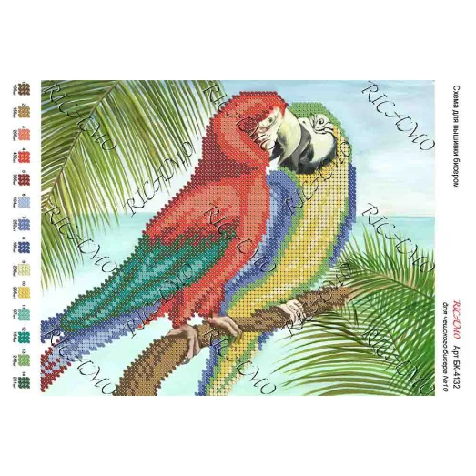 А4Н_324 БК-4132 Попугаи. Схема для вышивки бисером ТМ Virena