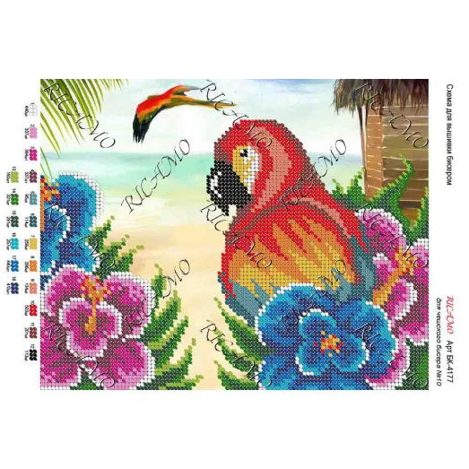 А4Н_291 БК-4177 Попугай. Схема для вышивки бисером ТМ Virena
