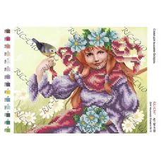 А4Н_296 БК-4189 Девочка и птичка. Схема для вышивки бисером ТМ Virena 
