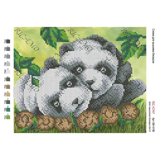 А4Н_034 БК-4196 Панды. Схема для вышивки бисером ТМ Virena