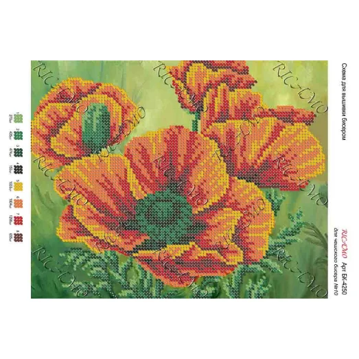 А4Н_053 БК-4250 Маки. Схема для вышивки бисером ТМ Virena