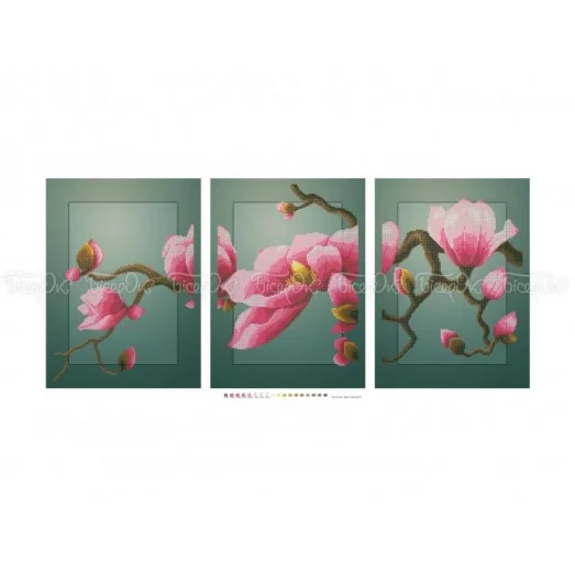 ЧМ-А3-034 Триптих Цвет магнолии. ТМ Бисерок