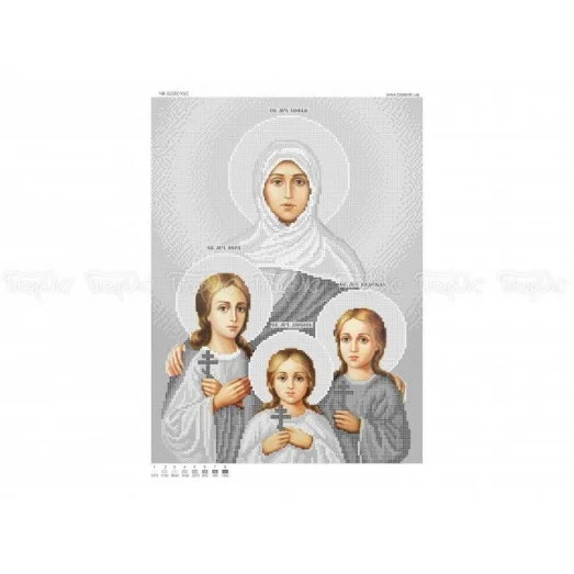 ЧВ-5220с (30*40) Вера Надежда Любовь и мать их София (серебро). Схема для вышивки бисером Бисерок