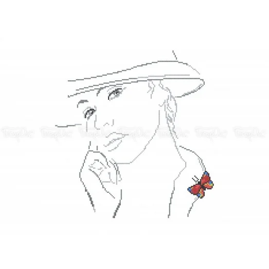 ЧВ-5154 Дама с бабочкой. Схема для вышивки бисером. Бисерок