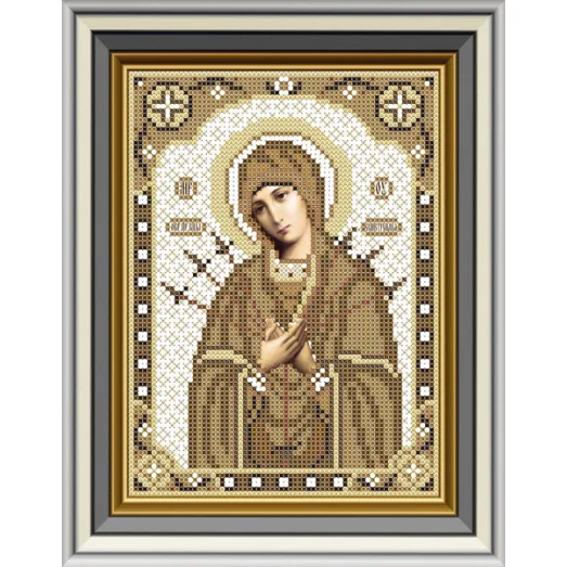 ЛК-022 Богородица Семистрельная(сепия). Схема для вышивки бисером. Княгиня Ольга