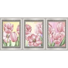 ТПХ-001 Триптих Розовые тюльпаны. Схема для вышивки бисером Княгиня Ольга