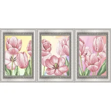 ТПХ-001 Триптих Розовые тюльпаны. Схема для вышивки бисером Княгиня Ольга
