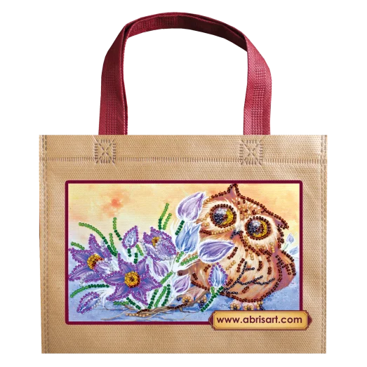 АСА-003 Сова и крокусы. Набор-сумка с вышивкой бисером. Абрис Арт