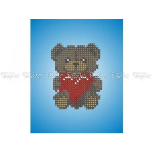 ЧВ-1133 Мишка с сердечком. Схема для вышивки бисером Бисерок