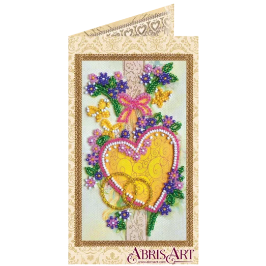 АО-112 С днем бракосочетания. Набор-открытка для вышивки бисером Абрис Арт