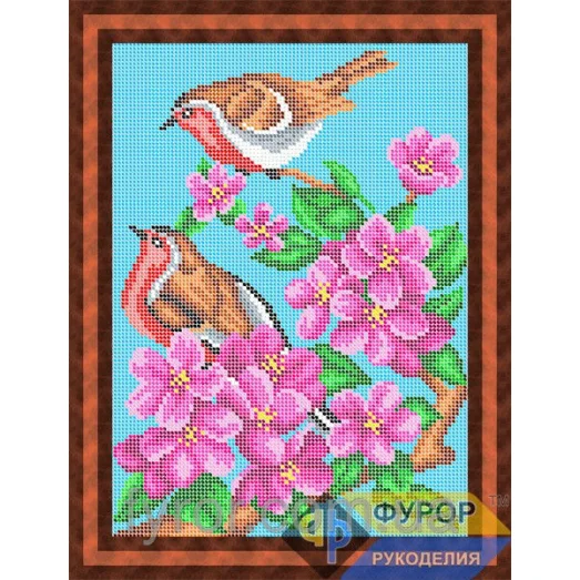 ФР-ЖБп4-041 Птички на цветущей ветке. Схема для вышивки бисером ТМ Фурор Рукоделия